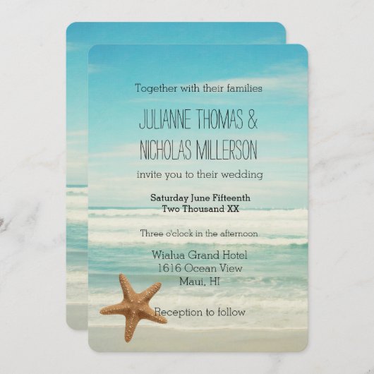 Invitation Mariage Ocean Beach (Devant / Derrière)