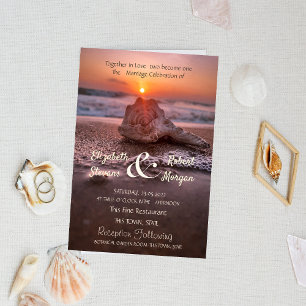 Invitation Mariage Ocean Beach Sunset Seashell