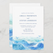 Invitation Mariage Océan bleu (Devant / Derrière)