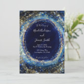 Invitation Mariage Ocean Blue Gold (Debout devant)