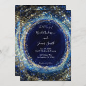Invitation Mariage Ocean Blue Gold (Devant / Derrière)