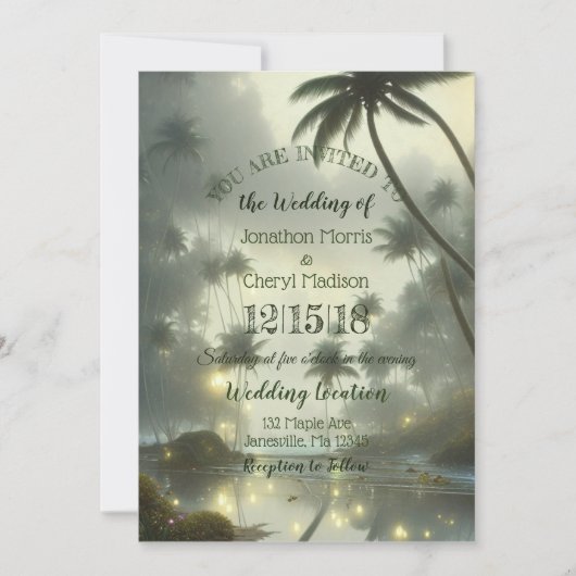 Invitation Mariage Océan et Palm Trees (Devant)