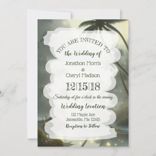 Invitation Mariage Océan et Palmiers (Devant)