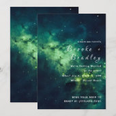 Invitation Mariage Océan Nébuleuse Verte (Devant / Derrière)