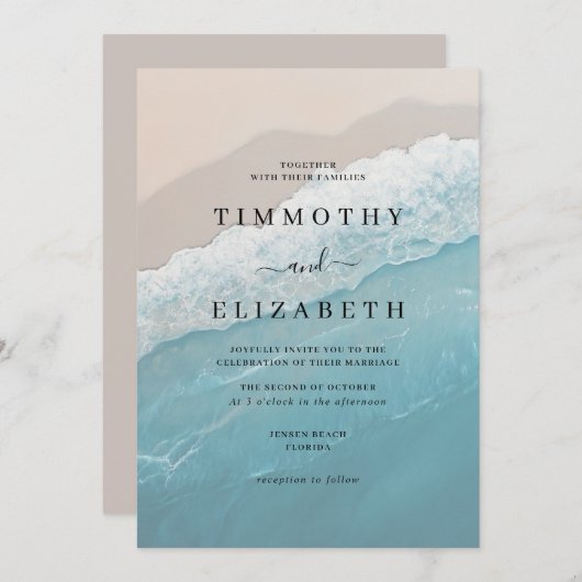 Invitation Mariage Ocean Sand Beach (Devant / Derrière)