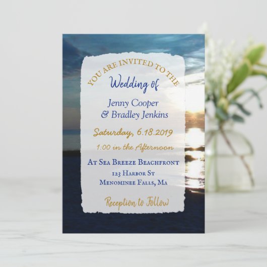 Invitation Mariage Ocean Sunset à Dusk (Debout devant)