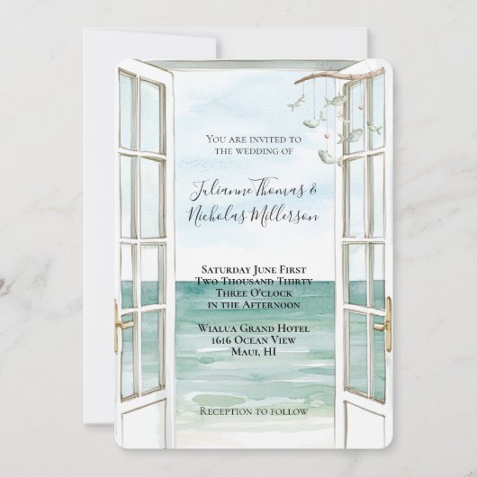Invitation Mariage Ocean View Sea Shells (Devant)