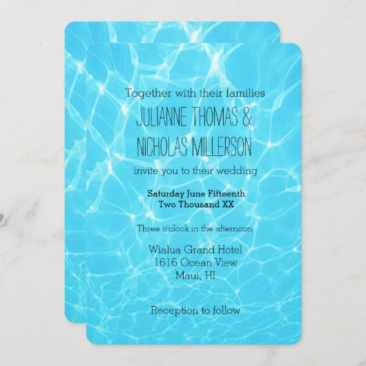 Invitation Mariage océanique tropical (Devant / Derrière)