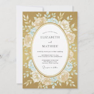 Invitation Mariage Ochre Aqua Paeonia