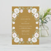 Invitation Mariage Ochre Blanc Ranunculus Eucalyptus (Debout devant)