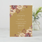Invitation Mariage Ochre Marron Ranunculus Eucalyptus (Debout devant)