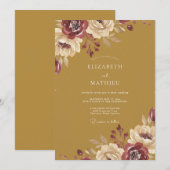 Invitation Mariage Ochre Marron Ranunculus Eucalyptus (Devant / Derrière)