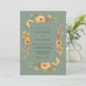 Invitation Mariage Ochre Olive Paeon (Debout devant)