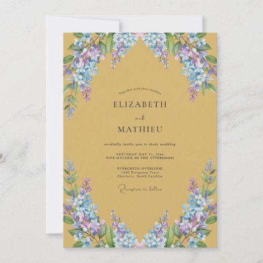 Invitation Mariage Ocre Pervenche Wisteria (Devant)