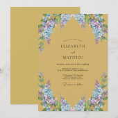 Invitation Mariage Ocre Pervenche Wisteria (Devant / Derrière)