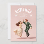 Invitation mariage oeuvre d'art rose mains entrelacées (Devant)
