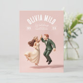 Invitation mariage oeuvre d'art rose mains entrelacées (Debout devant)