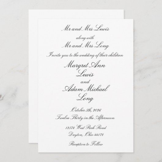 Invitation Mariage officiel (Devant / Derrière)