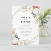 Invitation Mariage officiel classique Gold Floral Arrière et  (Debout devant)