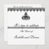 Invitation Mariage officiel de goth de lustre noir et blanc (Devant / Derrière)
