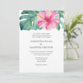 Invitation Mariage officiel de la feuille de monstère rose Hi (Debout devant)