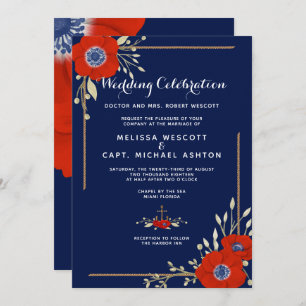 Invitation Mariage officiel de la marine nationale de l'anémo