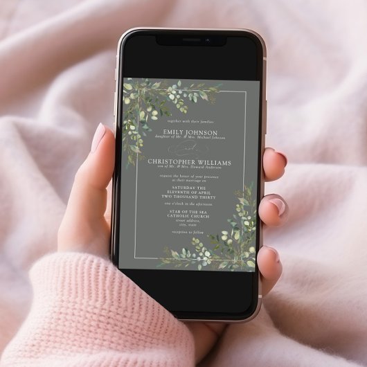 Invitation Mariage officiel de l'Eucalyptus Botanique Sage Ve