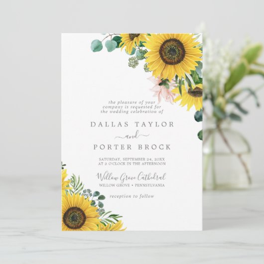 Invitation Mariage officiel de l'Eucalyptus de tournesol rust (Debout devant)