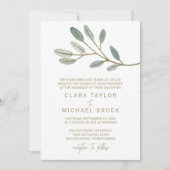Invitation Mariage officiel de l'eucalyptus veiné d'or (Devant)