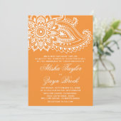 Invitation Mariage officiel de Paisley indien orange (Debout devant)