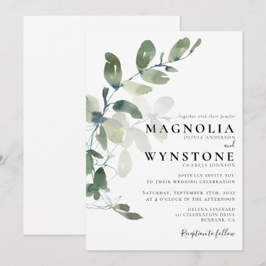 Invitation Mariage officiel de verdure des eucalyptus (Devant / Derrière)