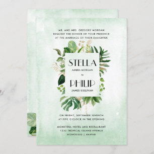 Invitation Mariage officiel du feuillage tropical de la monst