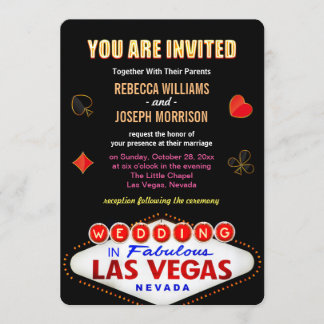 Invitation Mariage officiel en Fabulous Las Vegas Sign Poker