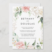 Invitation Mariage officiel Gold Green Blush Back & Front (Devant)