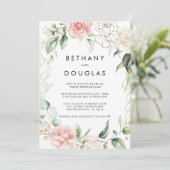 Invitation Mariage officiel Gold Green Blush Back & Front (Debout devant)