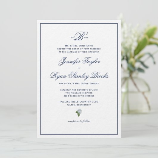 Invitation Mariage officiel Inviter Hydrangea (Debout devant)