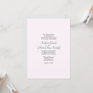 Invitation Mariage officiel Monogramme Parents divorcés rose 