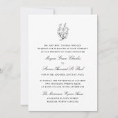 Invitation Mariage officiel noir et blanc fleur sauvage (Devant)