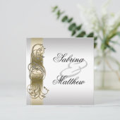 Invitation Mariage officiel orné d'argent d'or (Debout devant)