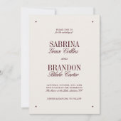 Invitation Mariage officiel rétro élégant de Bourgogne et d'I (Devant)