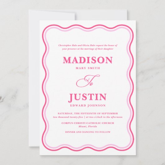 Invitation Mariage officiel rose rétro (Devant)