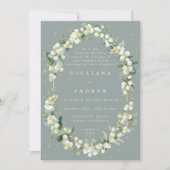 Invitation Mariage officiel Seafoam Green Snowberry+Eucalyptu (Devant)
