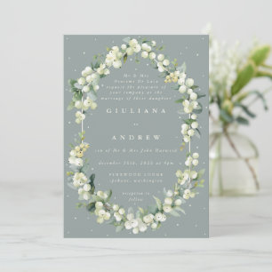 Invitation Mariage officiel Seafoam Green Snowberry+Eucalyptu