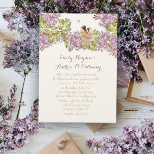 Invitation Mariage Oiseau de l'Amour Lilas Lavande
