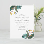 Invitation Mariage oiseau de paradis aquarelle (Debout devant)