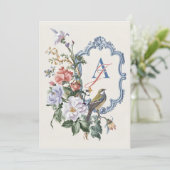 Invitation Mariage oiseau floral esthétique (Debout devant)