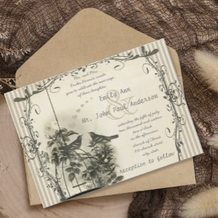 Invitation Mariage Oiseaux Amour Cage à Oiseaux Romantique Ru