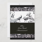 Invitation MARIAGE OISEAUX AMOUREUX MONOGRAMME, noir et blanc (Dos)
