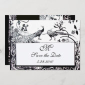 Invitation MARIAGE OISEAUX AMOUREUX MONOGRAMME, noir et blanc (Devant / Derrière)