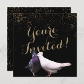 Invitation Mariage Oiseaux Confetti Or Chic (Devant / Derrière)